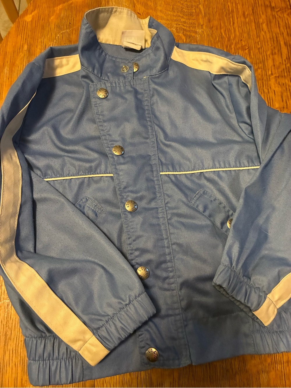 Vintage Boys Levi's Light Blue Windbreaker with Cream Accents 90s size 7